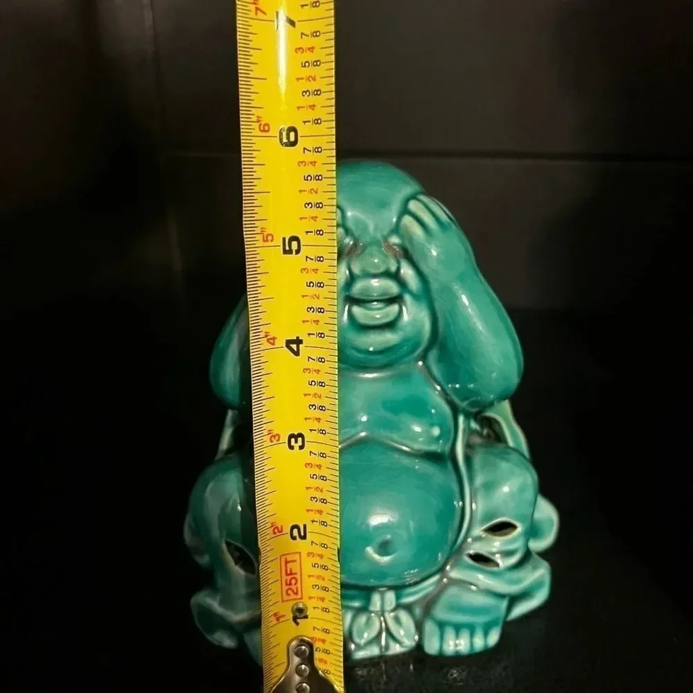 Vintage Green blue Buddha potpourri holder see no evil - Picture 8 of 8